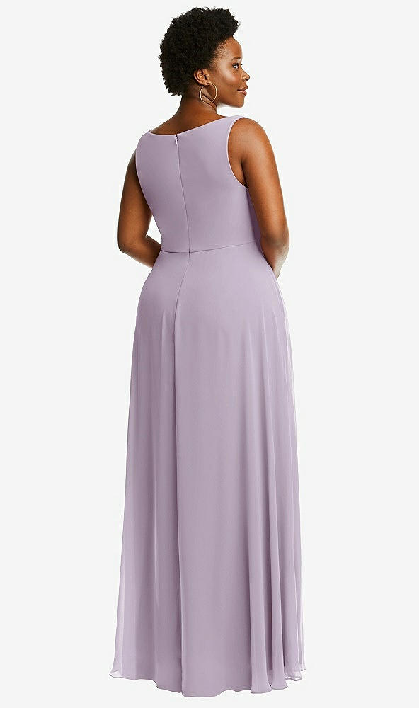 Back View - Lilac Haze Deep V-Neck Chiffon Maxi Dress