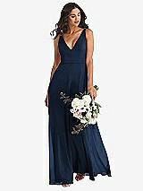 Alt View 1 Thumbnail - Midnight Navy Deep V-Neck Chiffon Maxi Dress