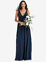 Alt View 2 Thumbnail - Midnight Navy Deep V-Neck Chiffon Maxi Dress