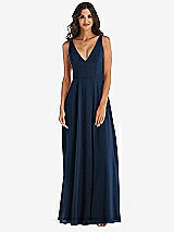 Alt View 3 Thumbnail - Midnight Navy Deep V-Neck Chiffon Maxi Dress