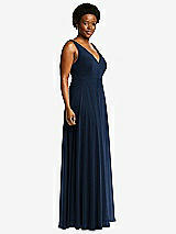 Side View Thumbnail - Midnight Navy Deep V-Neck Chiffon Maxi Dress