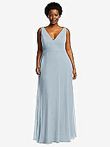 Front View Thumbnail - Mist Deep V-Neck Chiffon Maxi Dress