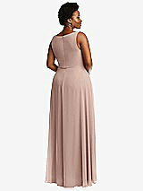 Rear View Thumbnail - Neu Nude Deep V-Neck Chiffon Maxi Dress