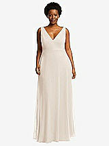 Front View Thumbnail - Oat Deep V-Neck Chiffon Maxi Dress