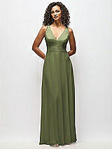 Alt View 6 Thumbnail - Olive Green Deep V-Neck Chiffon Maxi Dress