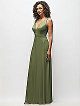 Alt View 7 Thumbnail - Olive Green Deep V-Neck Chiffon Maxi Dress