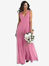 Alt View 1 Thumbnail - Orchid Pink Deep V-Neck Chiffon Maxi Dress