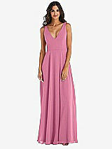 Alt View 3 Thumbnail - Orchid Pink Deep V-Neck Chiffon Maxi Dress