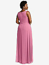 Rear View Thumbnail - Orchid Pink Deep V-Neck Chiffon Maxi Dress