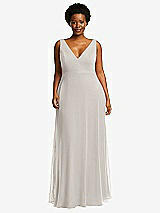 Front View Thumbnail - Oyster Deep V-Neck Chiffon Maxi Dress