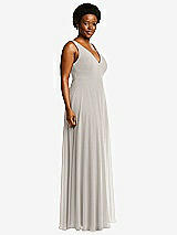 Side View Thumbnail - Oyster Deep V-Neck Chiffon Maxi Dress