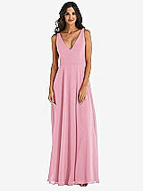 Alt View 3 Thumbnail - Peony Pink Deep V-Neck Chiffon Maxi Dress