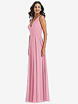 Alt View 4 Thumbnail - Peony Pink Deep V-Neck Chiffon Maxi Dress