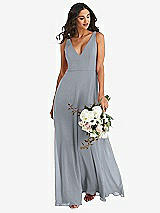 Alt View 1 Thumbnail - Platinum Deep V-Neck Chiffon Maxi Dress