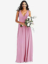 Alt View 2 Thumbnail - Powder Pink Deep V-Neck Chiffon Maxi Dress