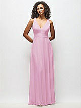 Alt View 6 Thumbnail - Powder Pink Deep V-Neck Chiffon Maxi Dress