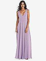 Alt View 3 Thumbnail - Pale Purple Deep V-Neck Chiffon Maxi Dress