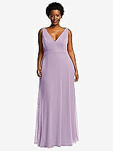 Front View Thumbnail - Pale Purple Deep V-Neck Chiffon Maxi Dress