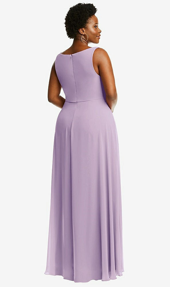 Back View - Pale Purple Deep V-Neck Chiffon Maxi Dress