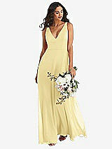 Alt View 1 Thumbnail - Pale Yellow Deep V-Neck Chiffon Maxi Dress