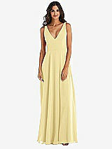 Alt View 3 Thumbnail - Pale Yellow Deep V-Neck Chiffon Maxi Dress