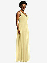 Side View Thumbnail - Pale Yellow Deep V-Neck Chiffon Maxi Dress