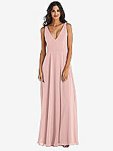 Alt View 3 Thumbnail - Rose - PANTONE Rose Quartz Deep V-Neck Chiffon Maxi Dress