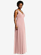 Side View Thumbnail - Rose - PANTONE Rose Quartz Deep V-Neck Chiffon Maxi Dress