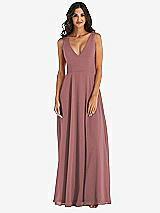 Alt View 3 Thumbnail - Rosewood Deep V-Neck Chiffon Maxi Dress