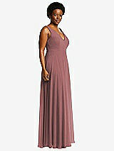 Side View Thumbnail - Rosewood Deep V-Neck Chiffon Maxi Dress