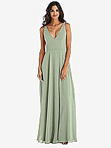 Alt View 3 Thumbnail - Sage Deep V-Neck Chiffon Maxi Dress