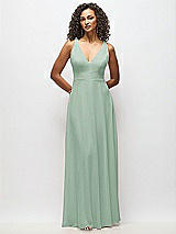 Alt View 6 Thumbnail - Seagrass Deep V-Neck Chiffon Maxi Dress