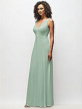 Alt View 7 Thumbnail - Seagrass Deep V-Neck Chiffon Maxi Dress