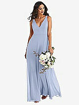 Alt View 1 Thumbnail - Sky Blue Deep V-Neck Chiffon Maxi Dress