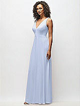 Alt View 7 Thumbnail - Sky Blue Deep V-Neck Chiffon Maxi Dress