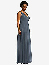 Side View Thumbnail - Silverstone Deep V-Neck Chiffon Maxi Dress