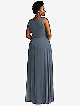 Rear View Thumbnail - Silverstone Deep V-Neck Chiffon Maxi Dress