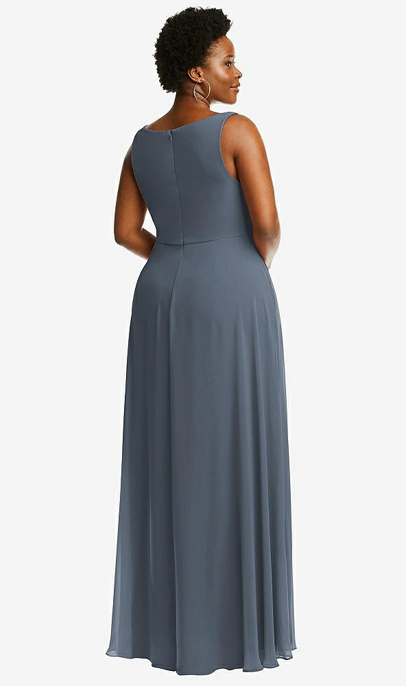 Back View - Silverstone Deep V-Neck Chiffon Maxi Dress