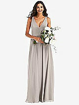 Alt View 2 Thumbnail - Taupe Deep V-Neck Chiffon Maxi Dress