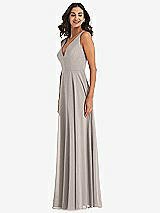 Alt View 4 Thumbnail - Taupe Deep V-Neck Chiffon Maxi Dress