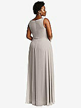 Rear View Thumbnail - Taupe Deep V-Neck Chiffon Maxi Dress