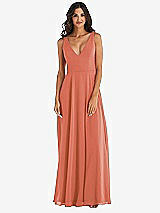 Alt View 3 Thumbnail - Terracotta Copper Deep V-Neck Chiffon Maxi Dress