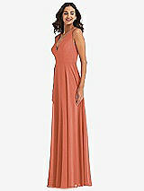 Alt View 4 Thumbnail - Terracotta Copper Deep V-Neck Chiffon Maxi Dress