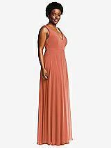 Side View Thumbnail - Terracotta Copper Deep V-Neck Chiffon Maxi Dress