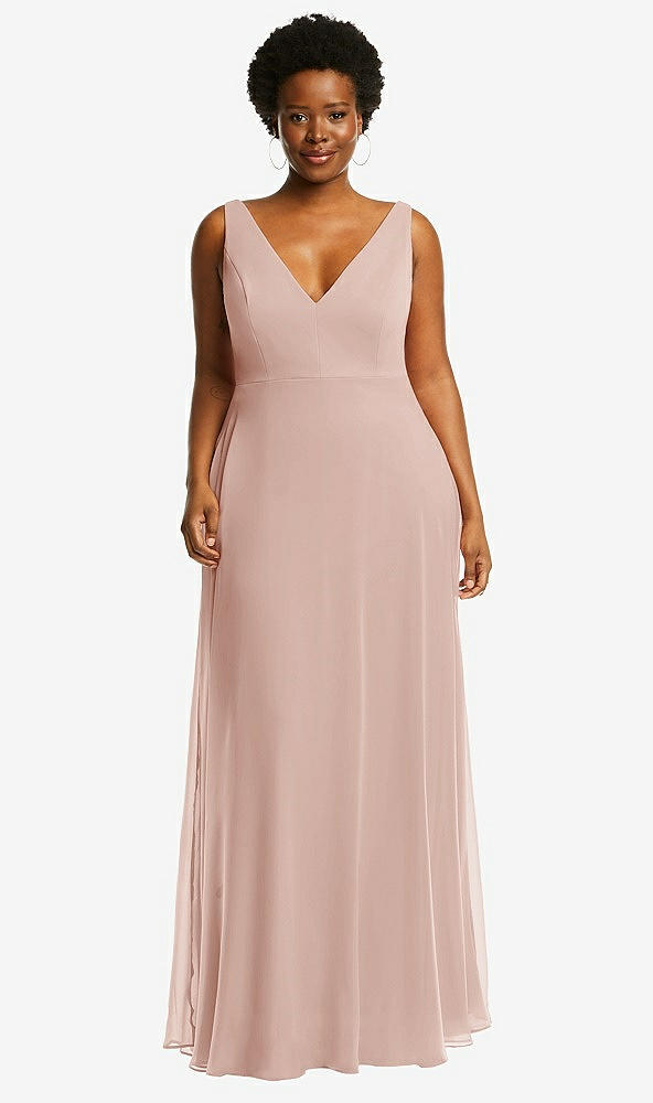 Front View - Toasted Sugar Deep V-Neck Chiffon Maxi Dress