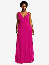 Front View Thumbnail - Think Pink Deep V-Neck Chiffon Maxi Dress