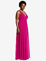 Side View Thumbnail - Think Pink Deep V-Neck Chiffon Maxi Dress