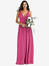 Alt View 2 Thumbnail - Tea Rose Deep V-Neck Chiffon Maxi Dress