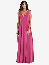 Alt View 3 Thumbnail - Tea Rose Deep V-Neck Chiffon Maxi Dress