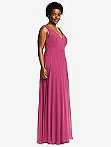 Side View Thumbnail - Tea Rose Deep V-Neck Chiffon Maxi Dress